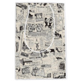 Vintage Zeitung Mittlere Geschenktüte (Vorderseite)