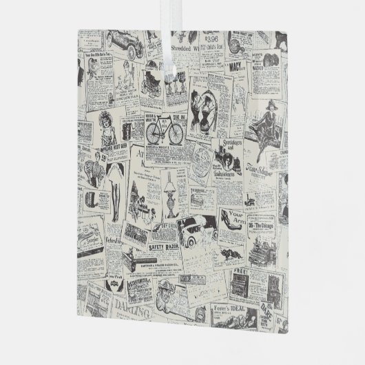 Vintage Zeitung Ornament Aus Glas (Vorderseite links)