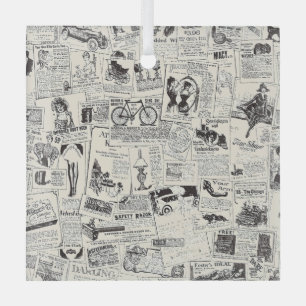 Vintage Zeitung Ornament Aus Glas