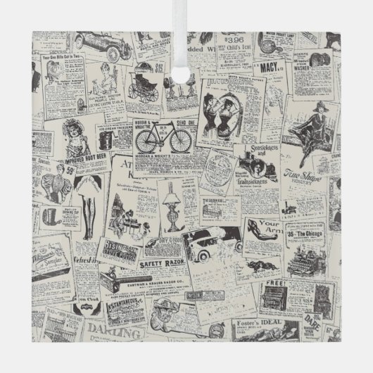 Vintage Zeitung Ornament Aus Glas (Vorderseite)