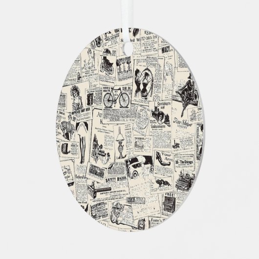 Vintage Zeitung Ornament Aus Metall (Vorderseite links)