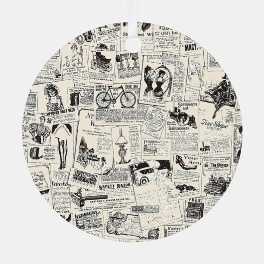 Vintage Zeitung Ornament Aus Metall (Rückseite)