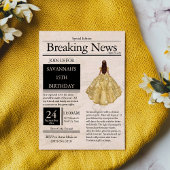 Vintage Zeitung Quinceañera Gold Einladung