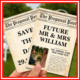 Vintage Zeitung Retro Rustikales Foto Save the Dat Einladung