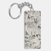 Vintage Zeitung Schlüsselanhänger (Vorderseite links)