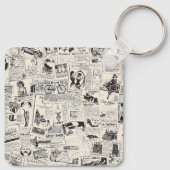 Vintage Zeitung Schlüsselanhänger (Rückseite)