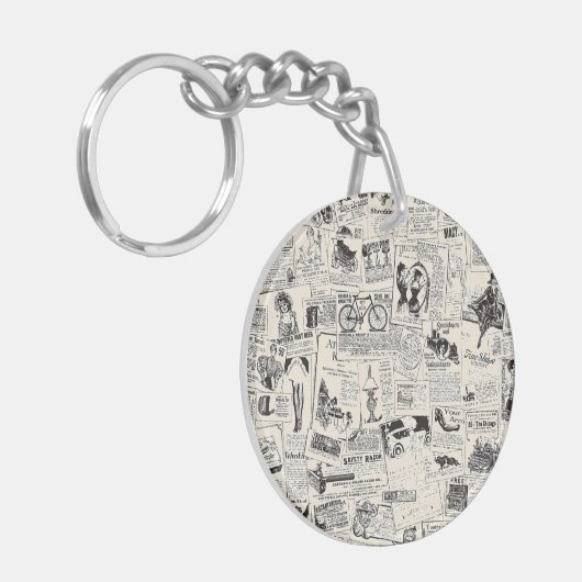 Vintage Zeitung Schlüsselanhänger (Vorderseite links)