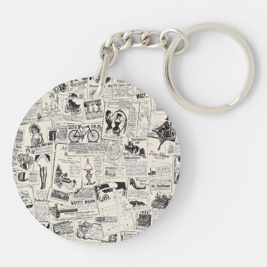 Vintage Zeitung Schlüsselanhänger (Rückseite)
