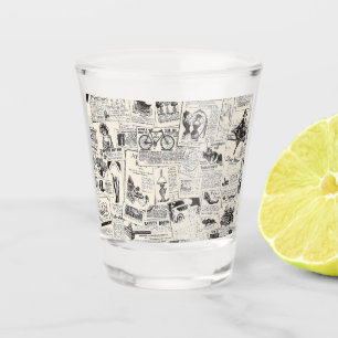 Vintage Zeitung Schnapsglas