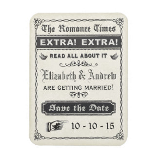 Vintage Zeitung speichert das Date Magnet