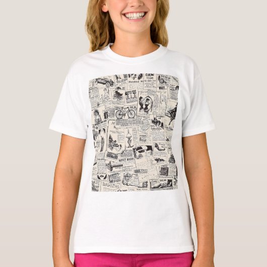 Vintage Zeitung T-Shirt (Vorderseite)