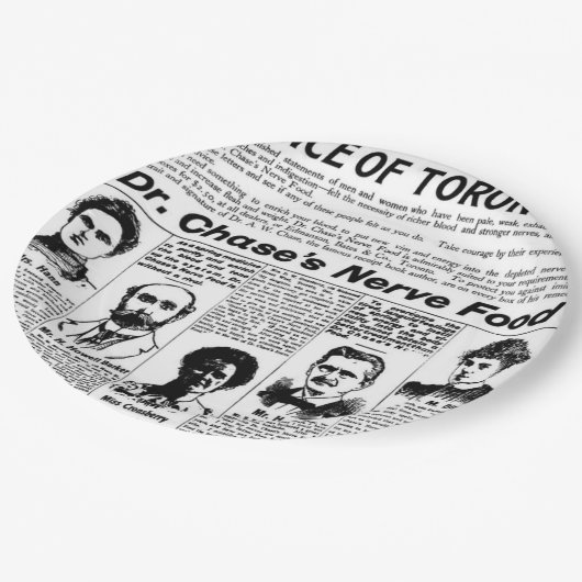 Vintage Zeitung Toronto-Leute Pappteller (Schrägansicht)