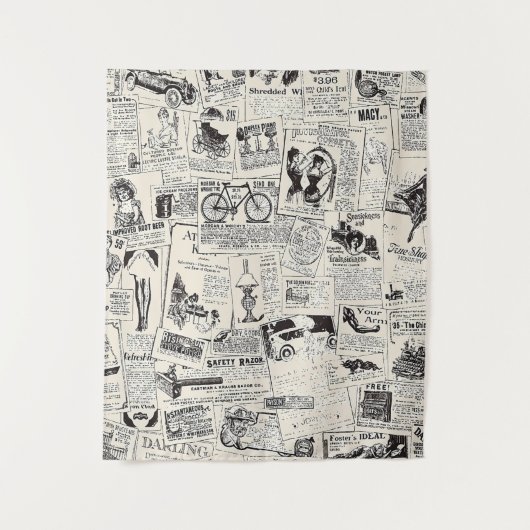 Vintage Zeitung Wandteppich (Vorderseite)