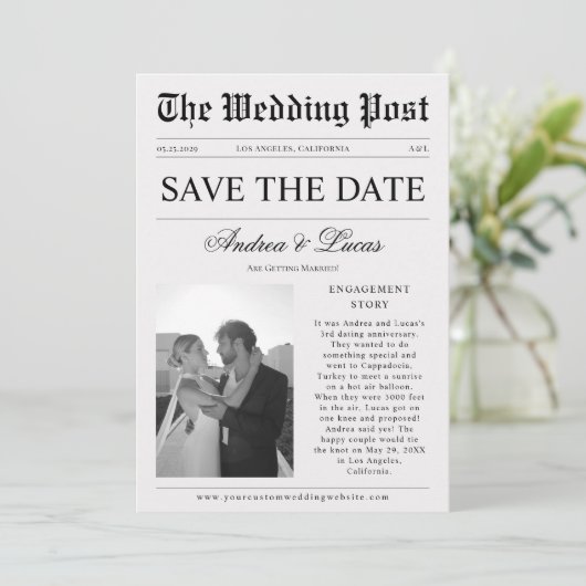 Vintage Zeitungen sehen benutzerdefiniertes Foto S Einladung (Stehend Vorderseite)