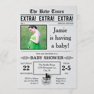 Vintage-Zeitungs-Baby-Shower-Einladung Einladung