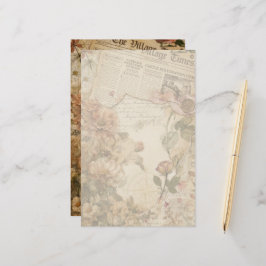Vintage-Zeitungs-Blumen-Ästhetik-Briefeschreiben Briefpapier