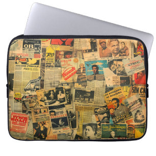 Vintage Zeitungs Collage Laptop Hülle Laptopschutzhülle
