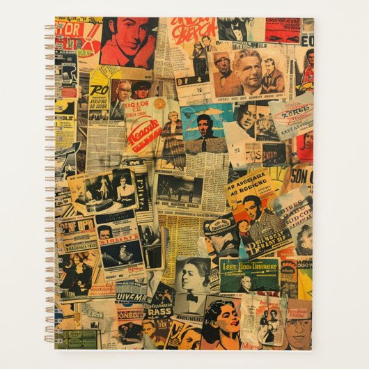 Vintage-Zeitungs-Collage-Planer Planer (Vorderseite)