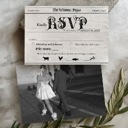 Vintage Zeitungs-Foto Hochzeit Einladung RSVP-Kart