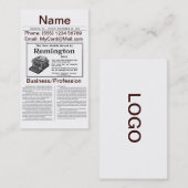 Vintage Zeitungs-Geschäfts-Karte Visitenkarte (Vorne/Hinten)