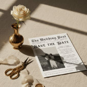 Vintage-Zeitungs-Hochzeitseinladung zum Speichern Einladung