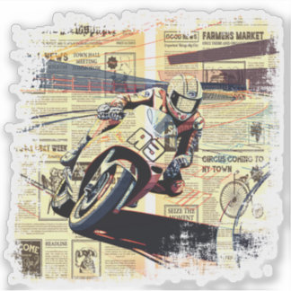 Vintage-Zeitungs-Motorradrennen Aufkleber