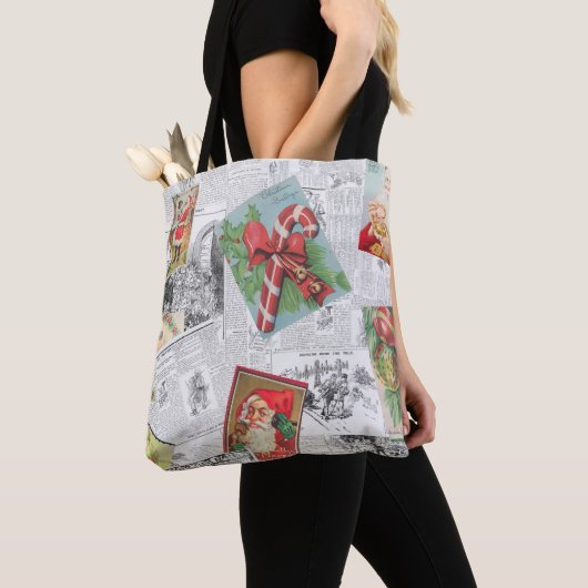 Vintage-Zeitungs-Weihnachtskarte-Collage-Tasche Tasche (Von Nahem)