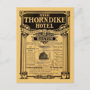 Vintage Zeitungsanzeige Thorndike Hotel Boston Postkarte
