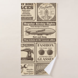 Vintage Zeitungsbanner und Werbeschriften / Badehandtuch