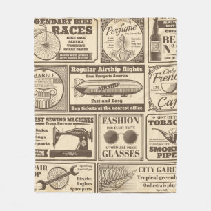 Vintage Zeitungsbanner und Werbeschriften / Fleecedecke