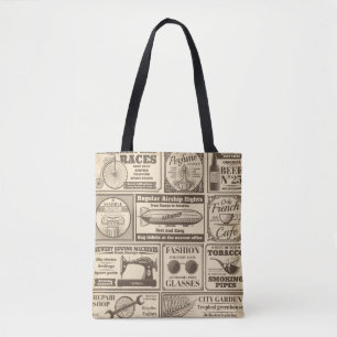 Vintage Zeitungsbanner und Werbeschriften / Tasche