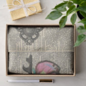 Vintage Zeitungsdekoupage mit Schmetterlingsschlüs Seidenpapier (Geschenk)