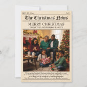Vintage Zeitungsfamilie Weihnachtsfotocollage Feiertagskarte (Vorderseite)