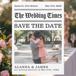 Vintage Zeitungsfoto Save the Date Einladung