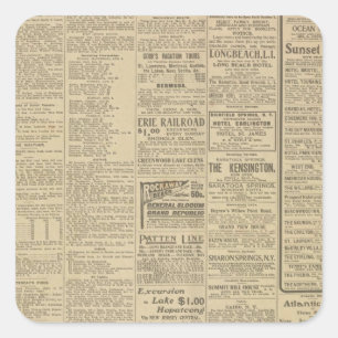 Vintage-Zeitungshintergrund Quadratischer Aufkleber