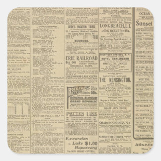 Vintage-Zeitungshintergrund Quadratischer Aufkleber