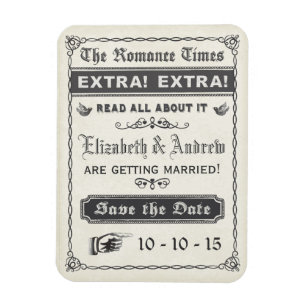 Vintage-Zeitungsmagnet zur Bekanntgabe des Hochzei Magnet