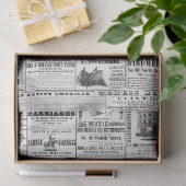 Vintage Zeitungsnachrichten Schwarz-Weiß-Dekoupagi Seidenpapier (Geschenk)