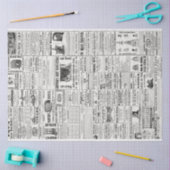 Vintage Zeitungsnachrichten Schwarz-Weiß-Dekoupagi Seidenpapier (Basteln)