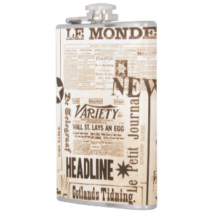 Vintage-Zeitungspapier-Flasche Flachmann