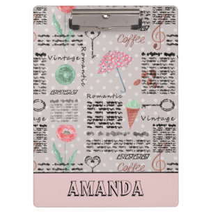 Vintage Zeitungsplanung polka dots stilvolles Retr Klemmbrett