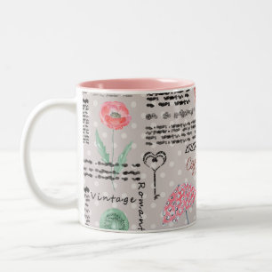 Vintage Zeitungsplanung polka dots stylish Retro m Zweifarbige Tasse
