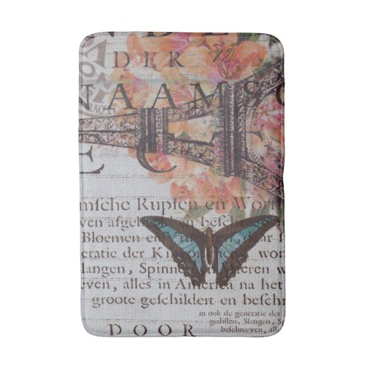 Vintage Zeitungsskripte Paris eiffel Turm Badematte (Vorderseite Vertikal)