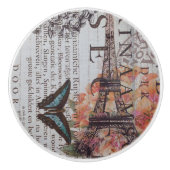 Vintage Zeitungsskripte Paris eiffel Turm Keramikknauf (Vorderseite)