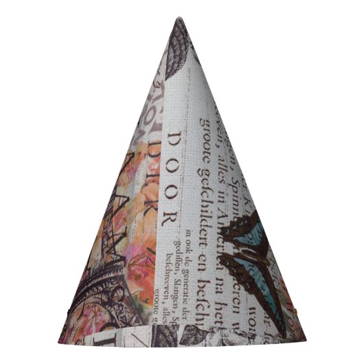 Vintage Zeitungsskripte Paris eiffel Turm Partyhütchen (Vorderseite)