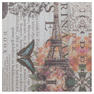 Vintage Zeitungsskripte Paris eiffel Turm Stoff