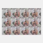 Vintage Zeitungsskripte Paris-Eiffelturm Geschenkpapier Set (Vorderseite 2)