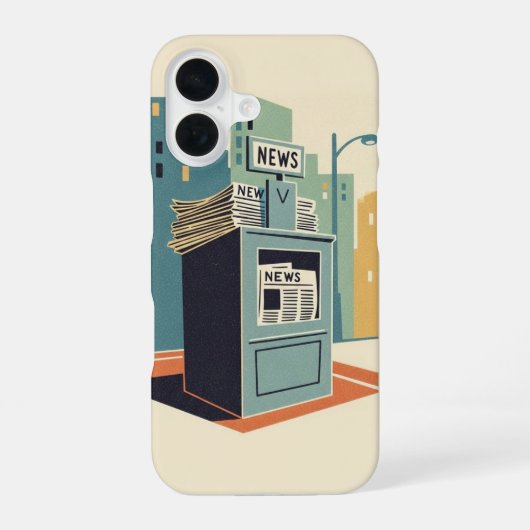 Vintage Zeitungsständer iPhone 16 Hülle (Rückseite)