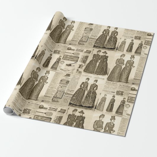 Vintage Zeitungswerbung Rustikal gepflastert Geschenkpapier (Ungerollt)