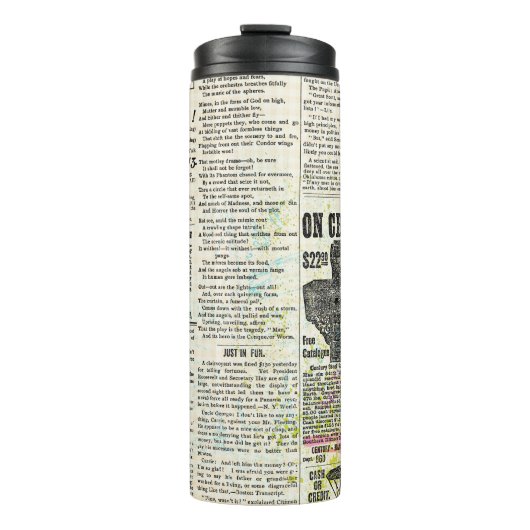Vintage Zeitungswerbung Thermosbecher (Vorderseite)